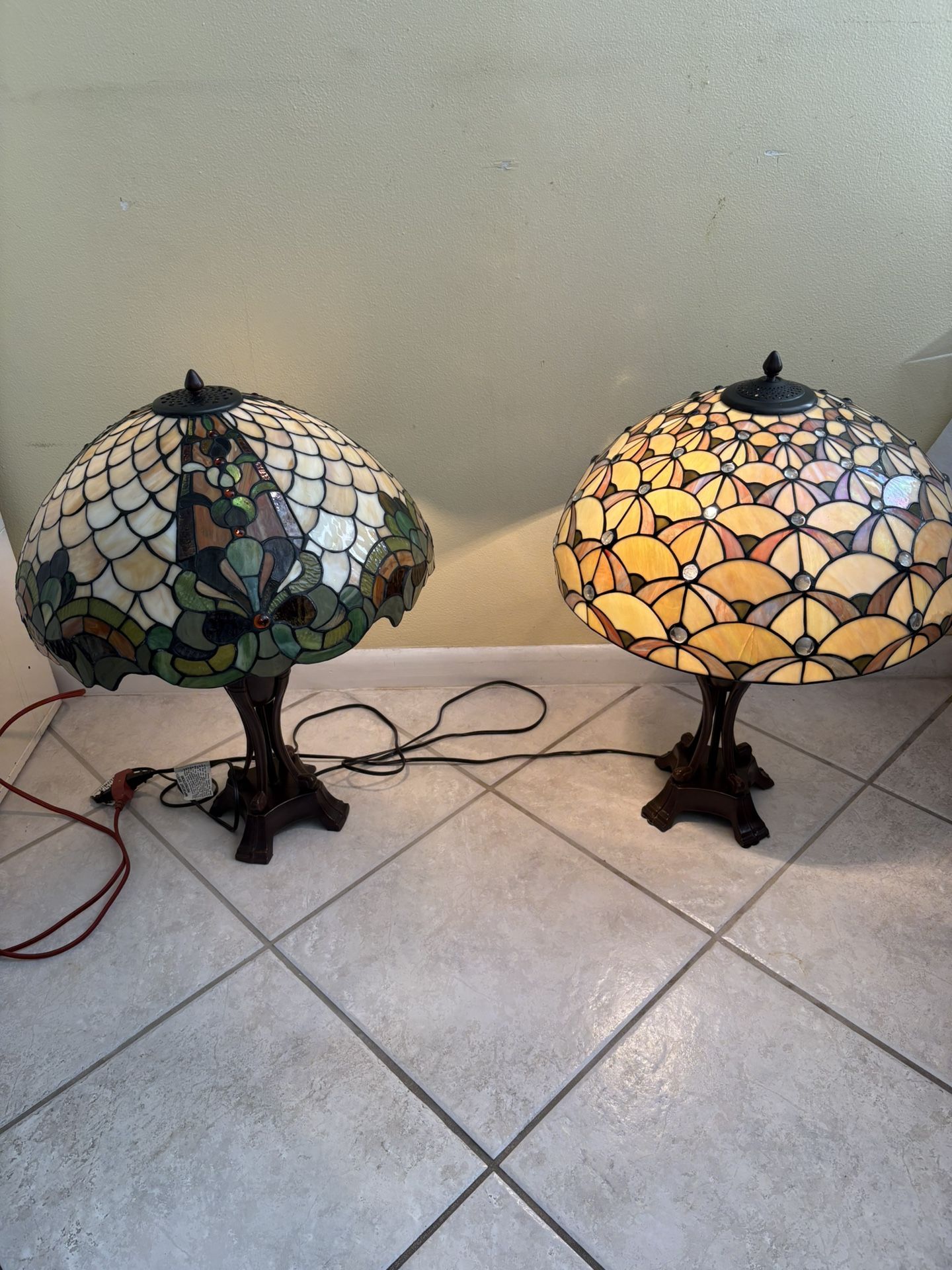 Antique Table Lamp Tiffany Style Stained Glass By Tania Bricel Colour Creations