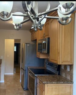 Brushed stainless steel chandelier