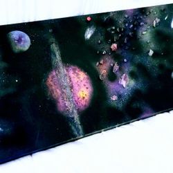 Around 5 Ft  Space Art On Wooden Plank   