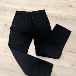 VTG Carhartt B01-Black Pants Mens 32 X 34 Loose Original Fit Double Knee Work