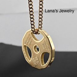 Dumbbells Necklace Gold And Silver Beautiful