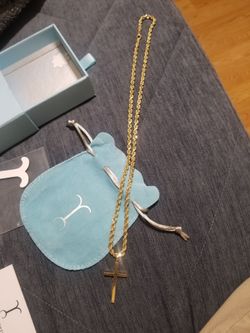 14k Jacoje rope chain and boss cross