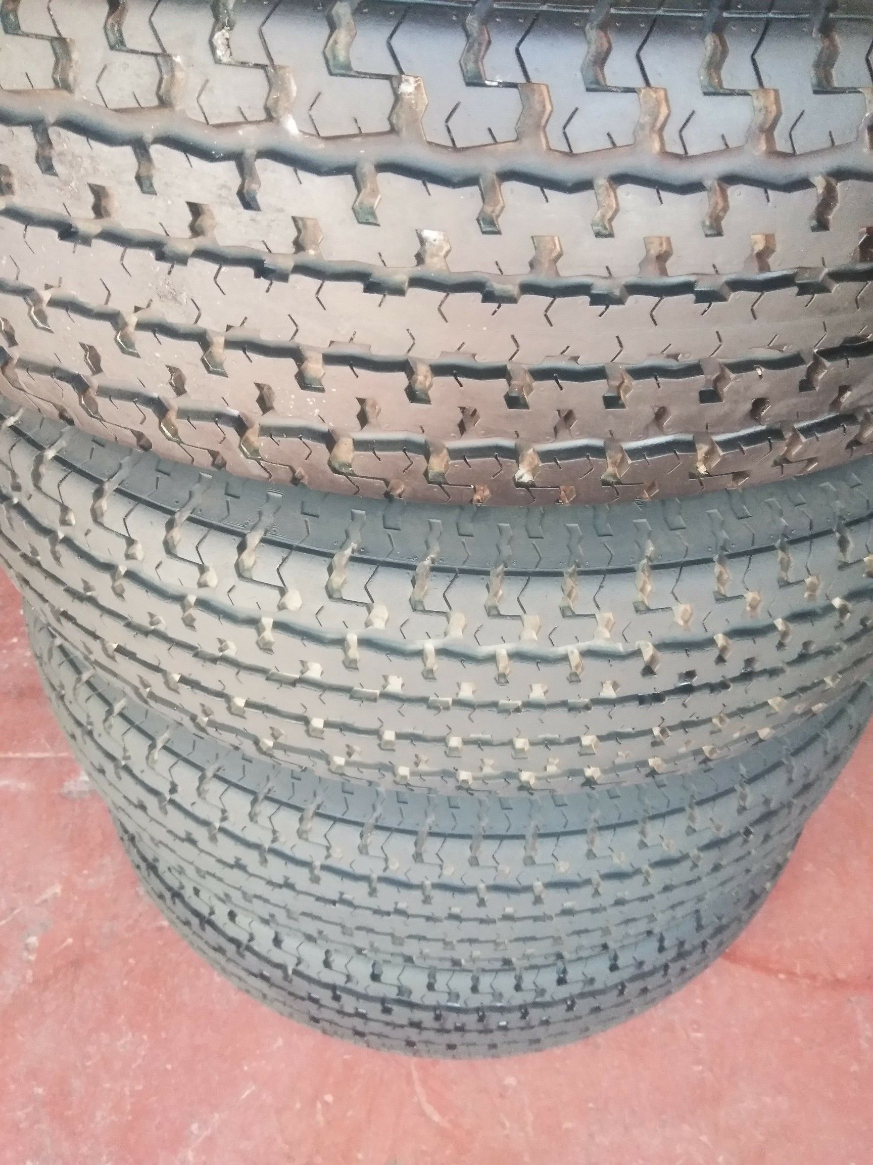 Set 4 Tires used ST235 80 R16. 80% tread good