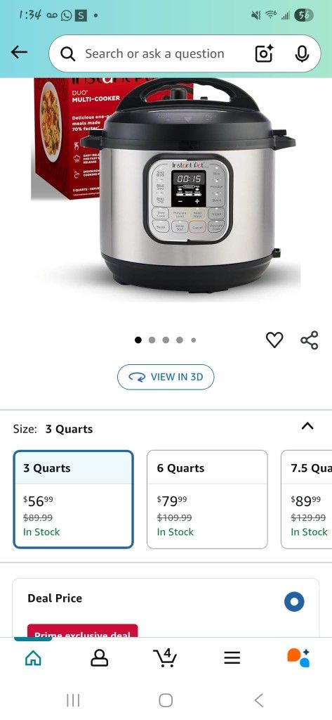 Instant Pot Duo 7-in-1 Mini Electric Pressure Cooker, Slow Rice Cooker, Steamer, Sauté, Yogurt Maker, Warmer & Sterilizer, Includes Free App with over