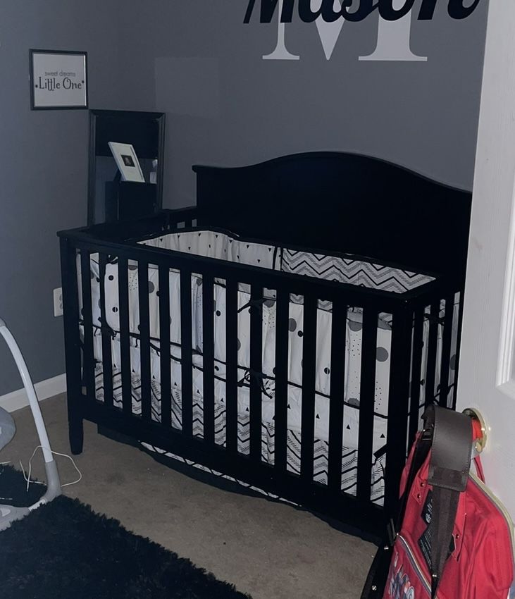 Black Wooden Baby Crib