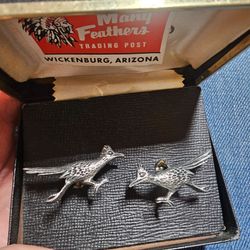 Vintage collectable Sterling silver/pewter Roadrunner cufflinks  from Wickenburg AZ