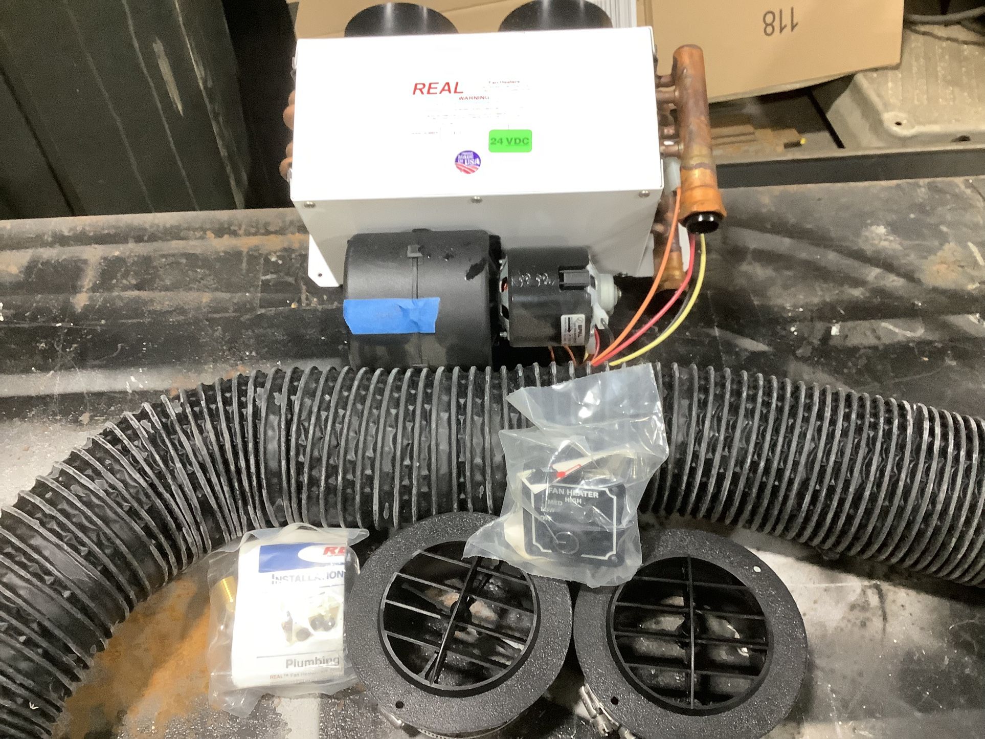 Real Fan Heaters 24v Marine Defroster Heater W/ Duct, Registers, And Controls