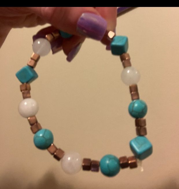 Turquoise and Copper Beaded Bracelet
