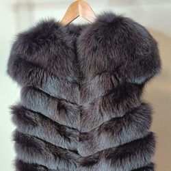 NEW" Genuine Fur & Leather Vest. Size XXL