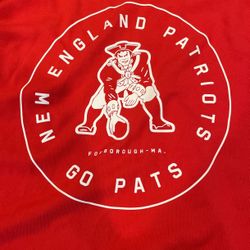 New Patriots Red Long Sleeve Tee Size XL with Old Logo On Front And Larger Logo On Back 