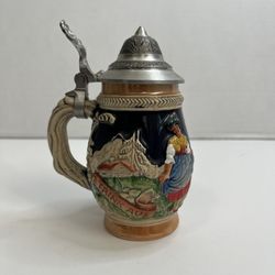 German Antique Beer Stein Stoneware Art