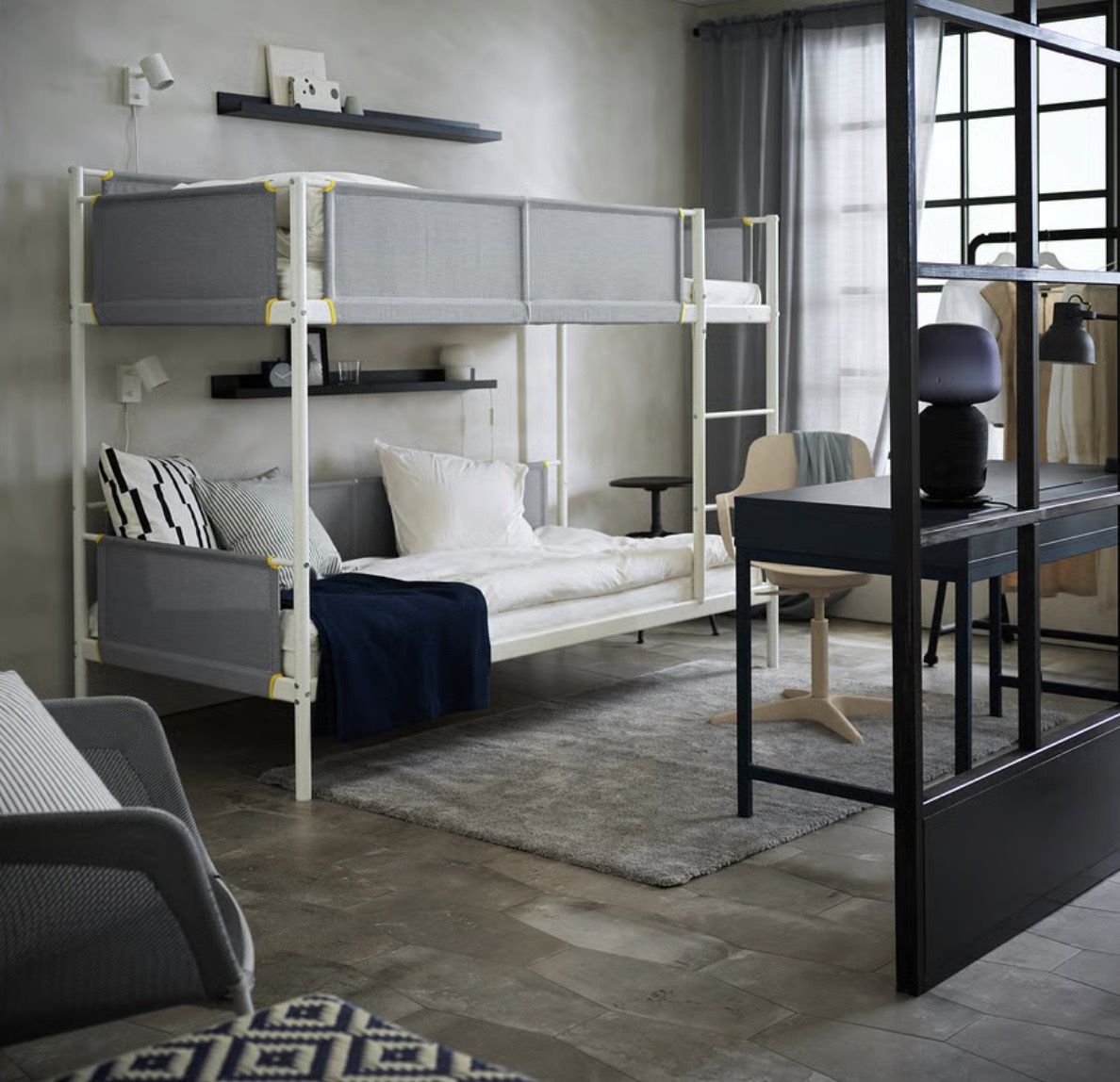 Bunk bed frame, white/light gray, Twin