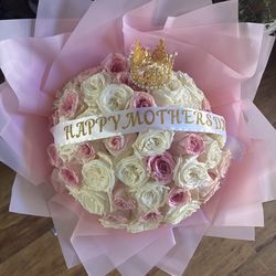 50 white and pink rose bouquet