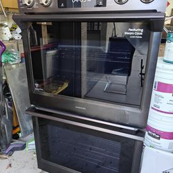 SAMSUNG BLACK STAINLESS STEEL DOUBLE OVEN FOR PARTS