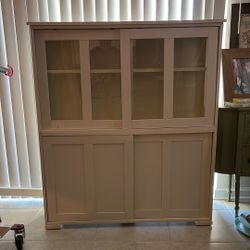 Cream Colored Display & Storage Cabinet 
