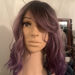 Human Hair Blend Lavender Tone Wig