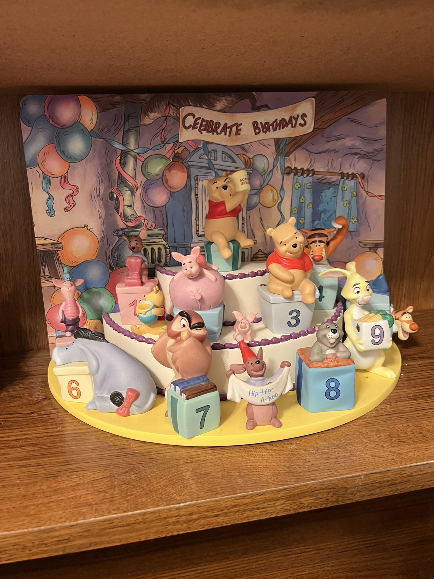 Pooh & Friends Birthday Figurines with cake dispay & back drop