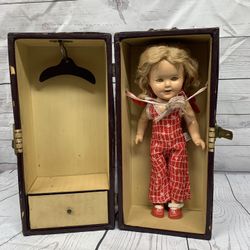 Shirley Temple Doll And Trunk Vintage Antique