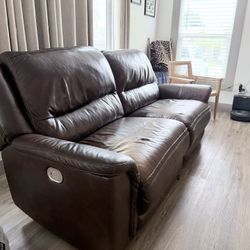 Mathis Leather Electric reclining Oversized Loveseat