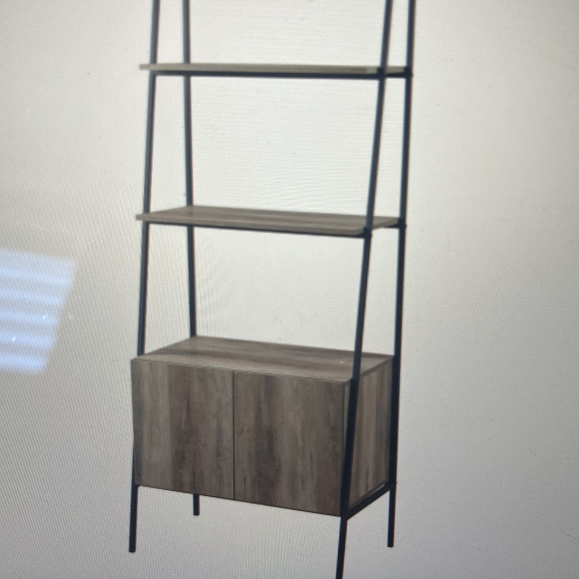 72” Industrial Metal & Wood Ladder Storage