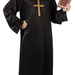 Men's Adult Priest Costume Black With Cross Prop - Standard One Size Fits Most 
