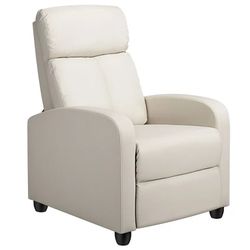 Faux Leather Push Back Theater Recliner, Set of 2, Beige - $450