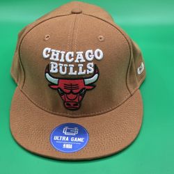 Chicago Bulls Canvas Flat Brim Hat Ultra Game Snapback Brown OSFM NBA