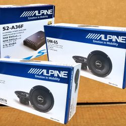 Alpine S Series Power Amplifier 4 Channel System 2 Sets 6 1/2" 2-Way Coaxial Speaker 400 Watt Package 🚨 Payment Options Available 🚨 No Credit Needed