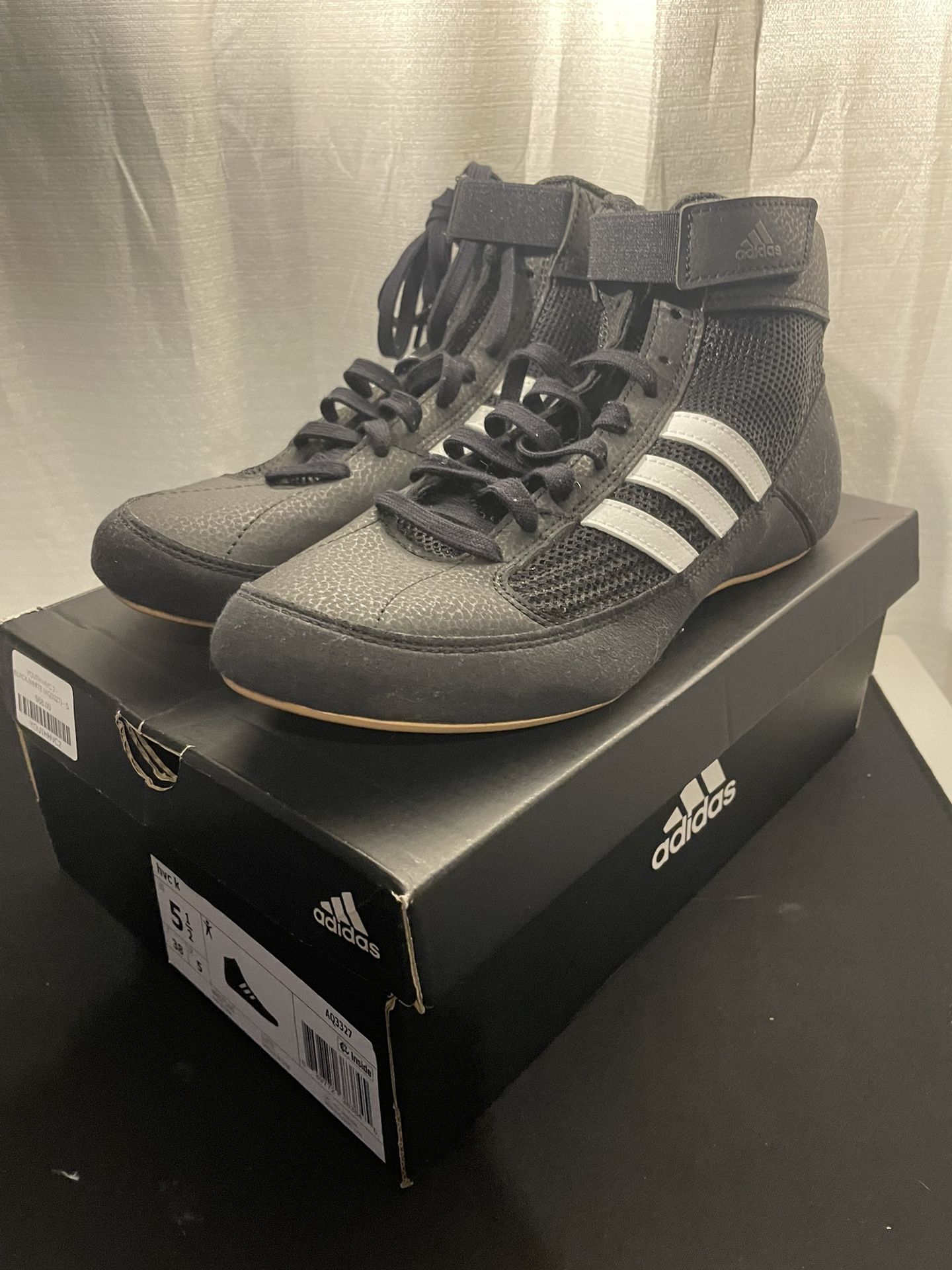 BRAND NEW! Adidas HVC Wrestling Shoes Black White AQ3327 High