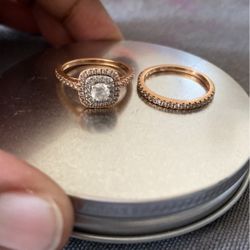 14k Rose Gold Wedding Set 