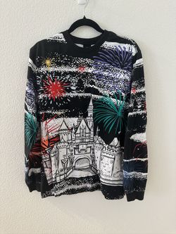 Disney Parks 2023 100 Years Finale Mickey Castle Fireworks Sweater/Spirit Jersey - Size Large