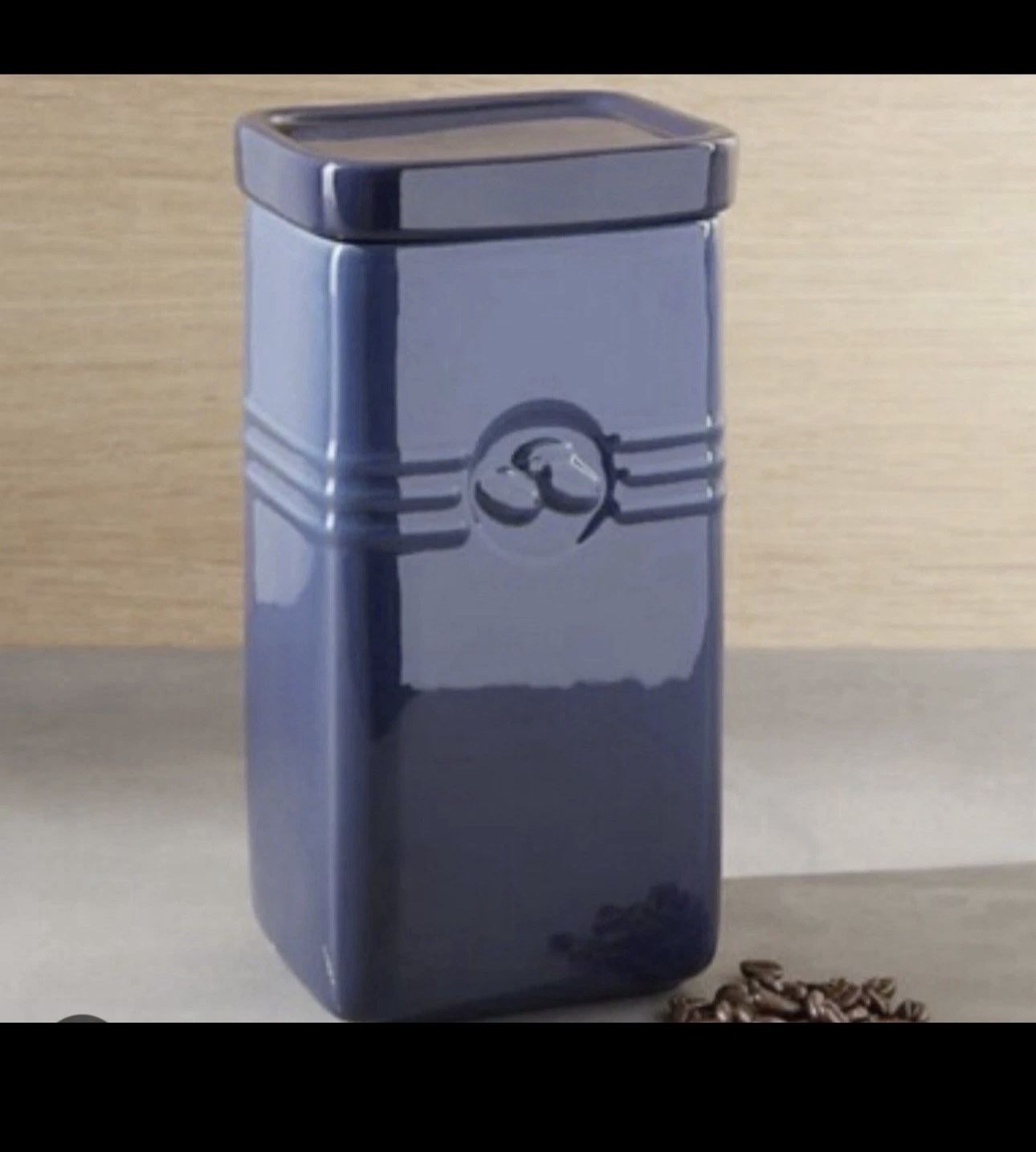 Le Creuset Coffee Canister Sealed Lid Marseille Blue Stoneware