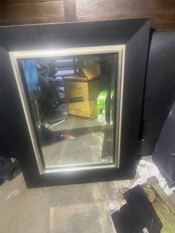 Large Black and Silver Framed Wall Mirror