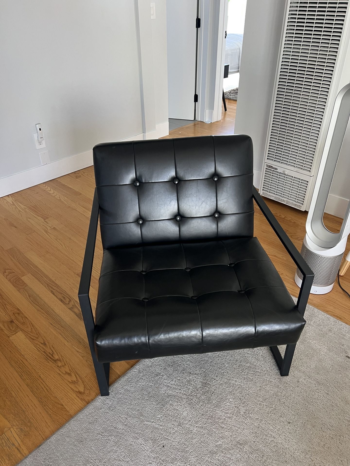 Black Faux Leather Arm Chair