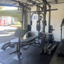 Vesta Fitness Smith Machine 2001 w/Bench Attachment | 230lb Bumpers Weights | 7ft Olympic Bar | Fitness | Gym Equipment | FREE DELIVERY 🚚 
