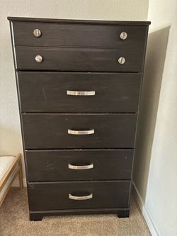 Dark Brown 5-Drawer Tall Dresser
