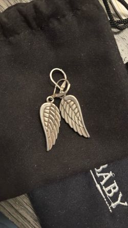 King Baby Silver Angel Wing Drop Earrings