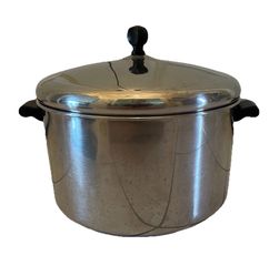 Vtg Farberware 8 Qt Stainless Steel Stock Pot Lid J1 Aluminum Clad Made In USA