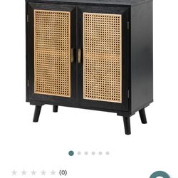 Harleen Wood & Cane Storage Cabinet — Great Condition