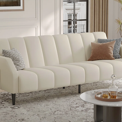 Modern Beige Convertible Couch