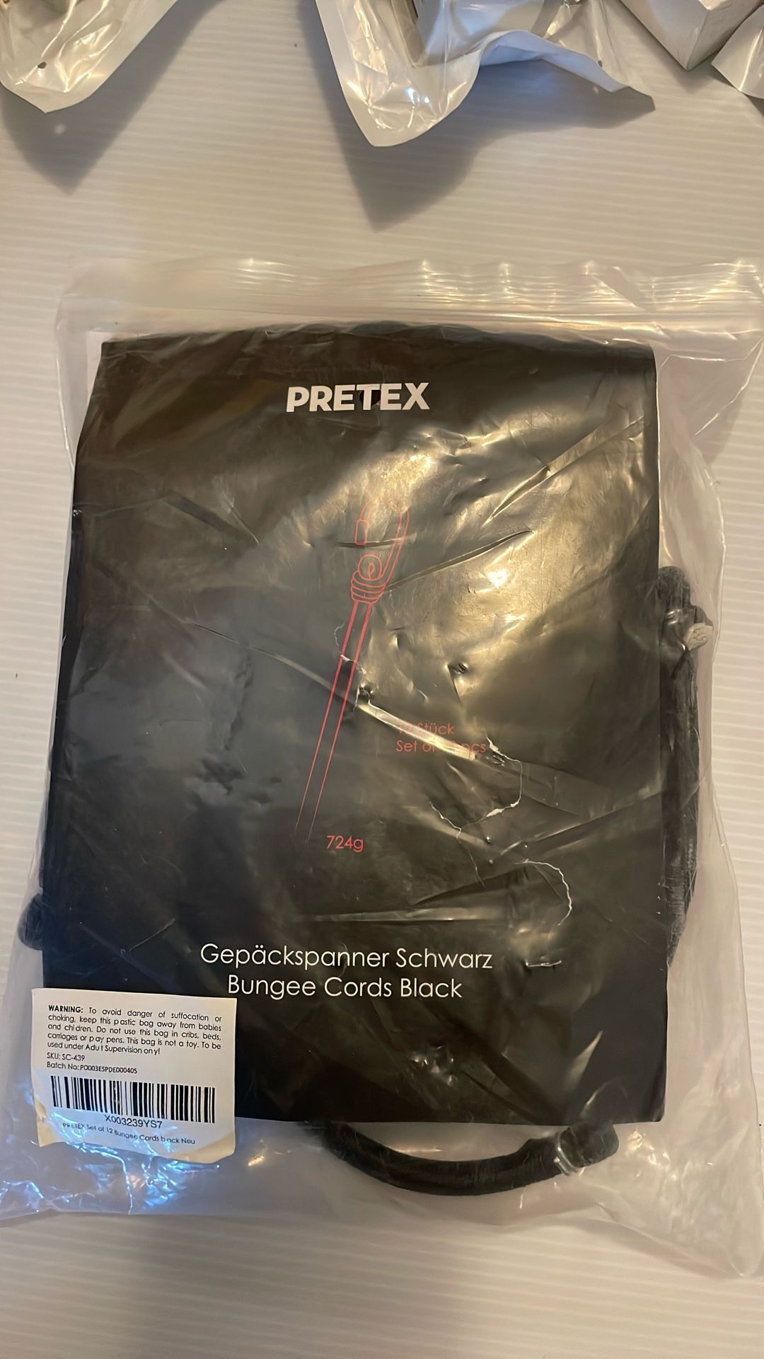 )PRETEX 12 Bungee Cords with Hooks - Long Cord Rope Pack in Black - Strong Elastic Tie Down Moving Straps w/Heavy Duty Hooks - Bungees Pack for Vario