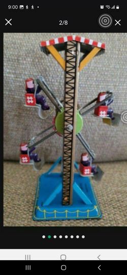 Vintage Tin Rotating Swing Amusement Park Collection Toy