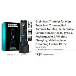 Groin Hair Trimmer for Men - Pubic Hair Trimmer, Ball Trimmer for Men