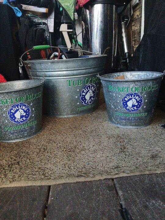 Rolling Rock Tin Buckets