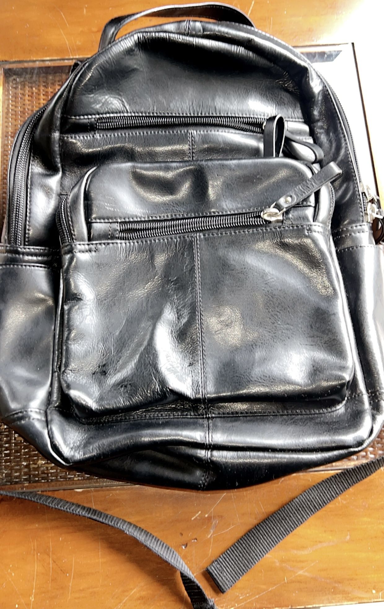 Black Leather Backpack
