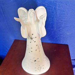 Bisque Ceramic Light Up Angel Figurine 
