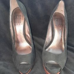 PELLE MODA 7M BLACK PEEP TOE STILETTOS 