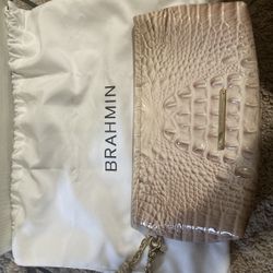Brahmin Rose Pink And Cream Zip Pouch