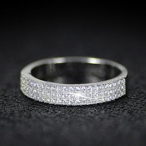 "Plain Trendy Round Gems Full Around Filled Eternity Zircon Ring for Women, PD045