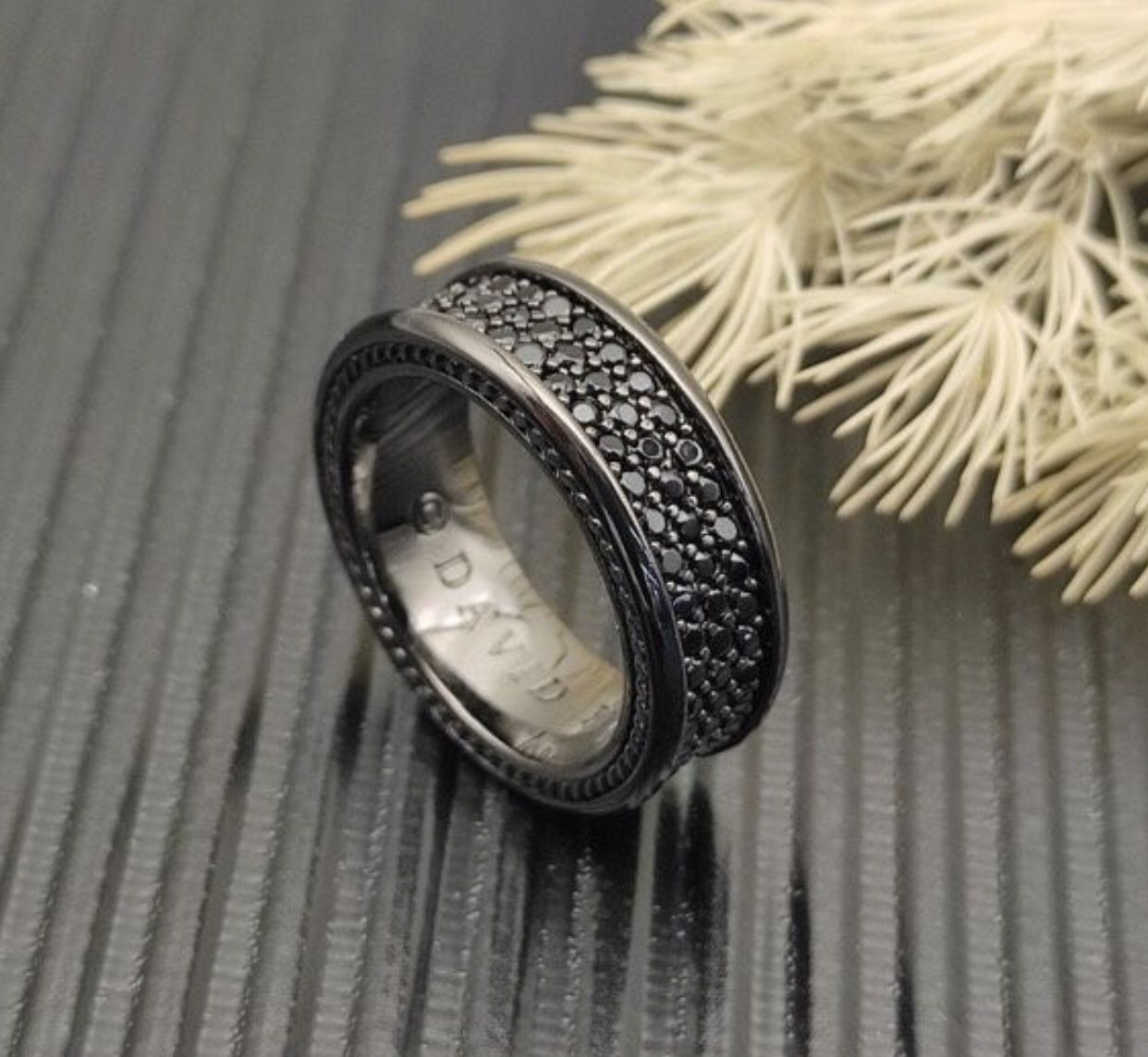 David Yurman Ring With Black Diamonds Size 8